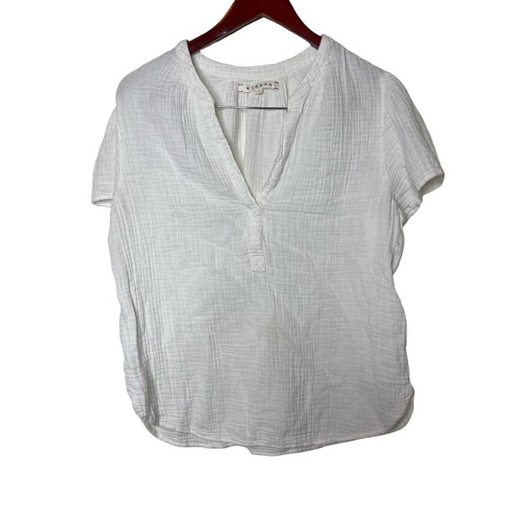 Xirena white muslin cotton boxed tee tunic sz L - image 1