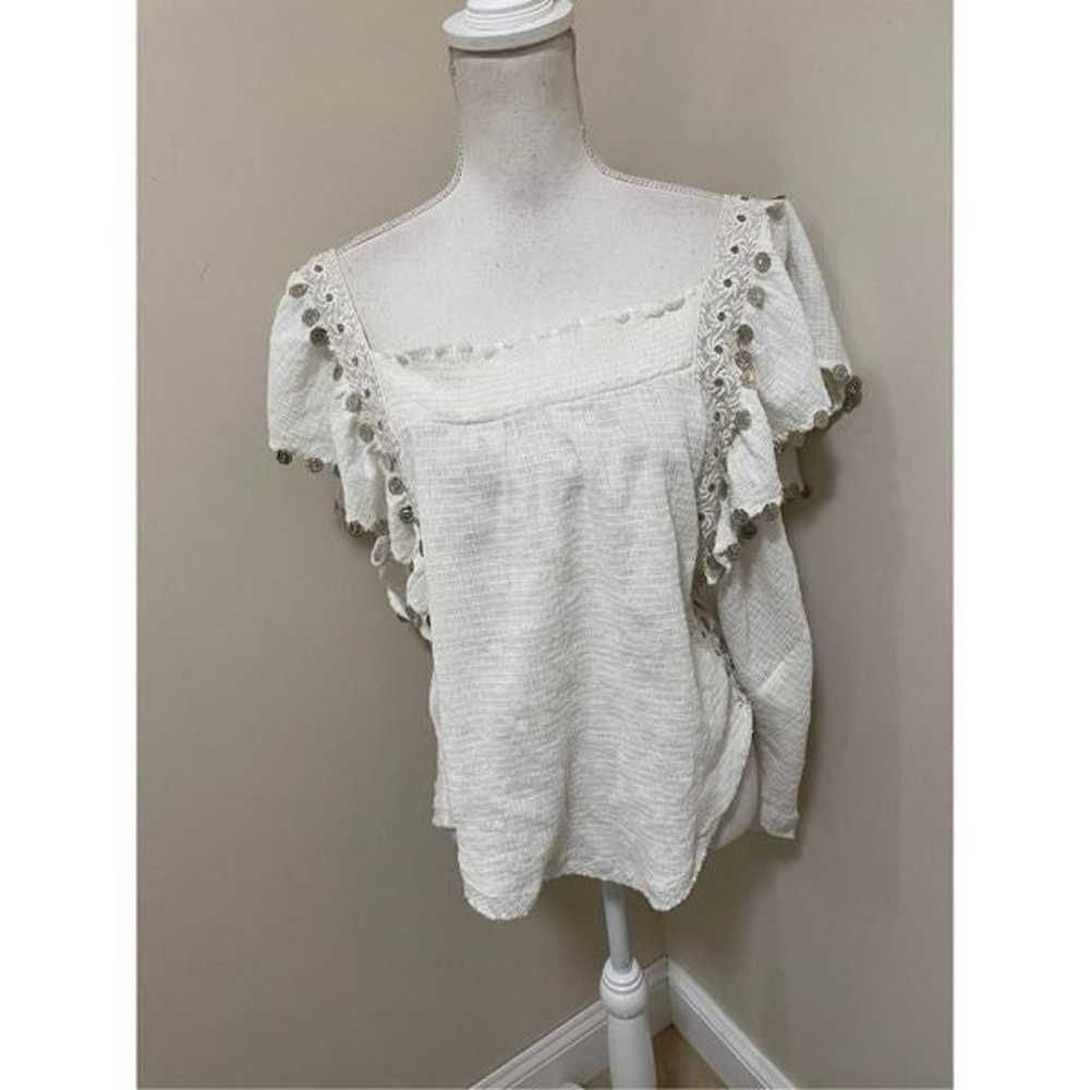 New Free People Metal Coin Embellished Top Size L - image 4