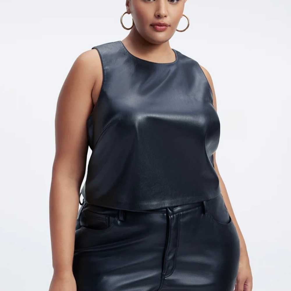 Good American Black Faux Leather Shell Tank - image 3