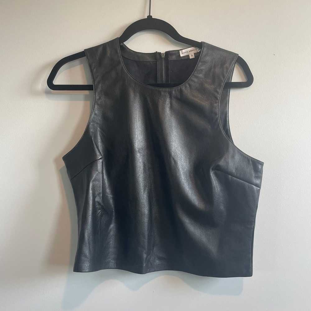 Good American Black Faux Leather Shell Tank - image 4