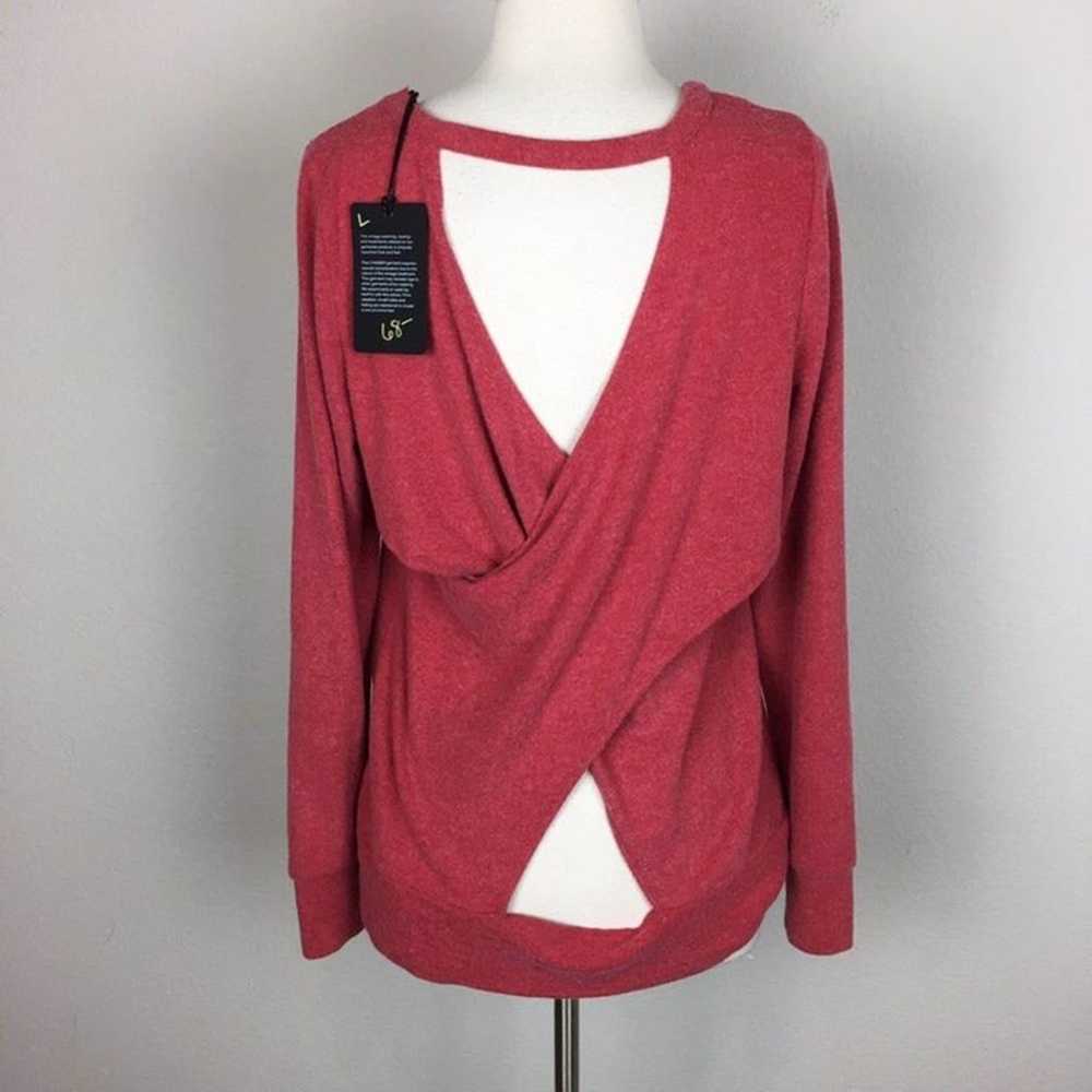 Chaser Red Fuzzy Open Back Graphic Top NWT Large - image 2