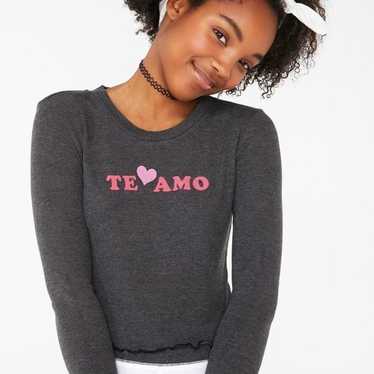 Wildfox Te amo graphic cropped long sleeve shirt L