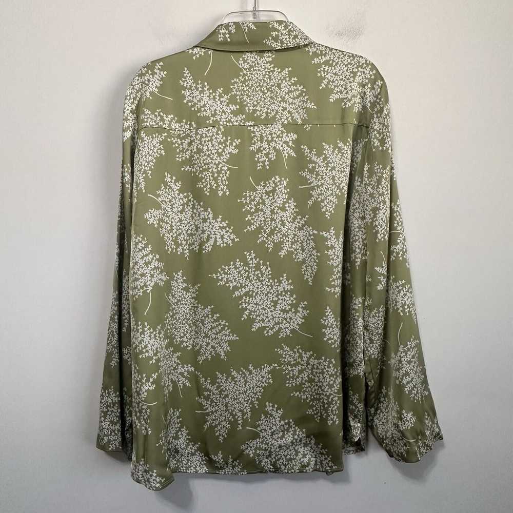 Rebecca Taylor Fleur Satin Shirt L Green Button F… - image 10