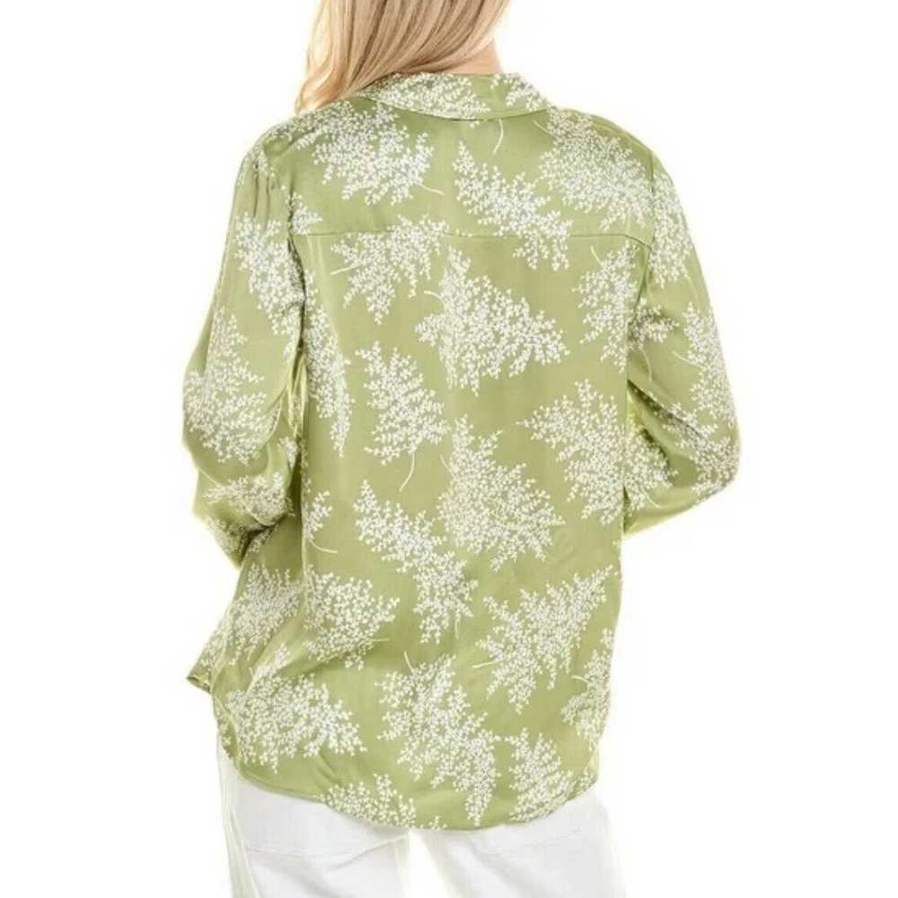 Rebecca Taylor Fleur Satin Shirt L Green Button F… - image 11