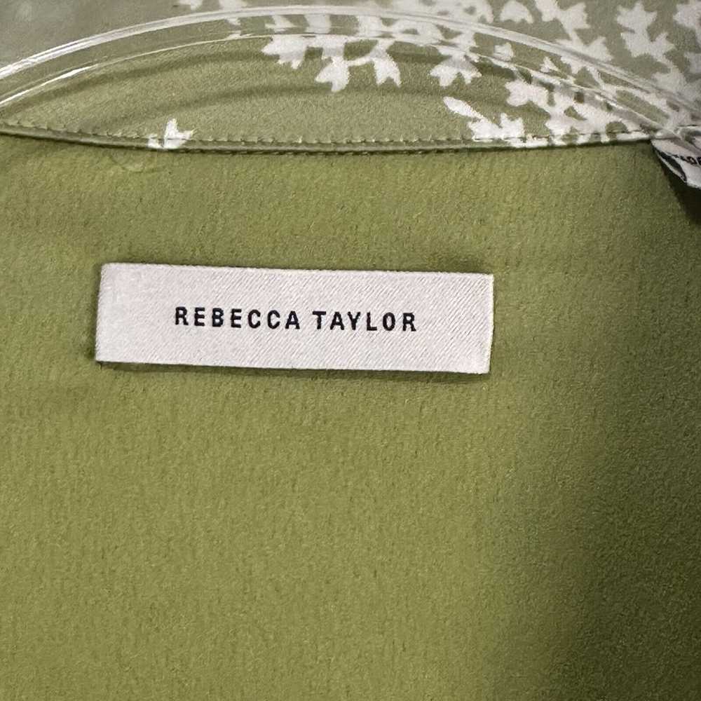 Rebecca Taylor Fleur Satin Shirt L Green Button F… - image 5