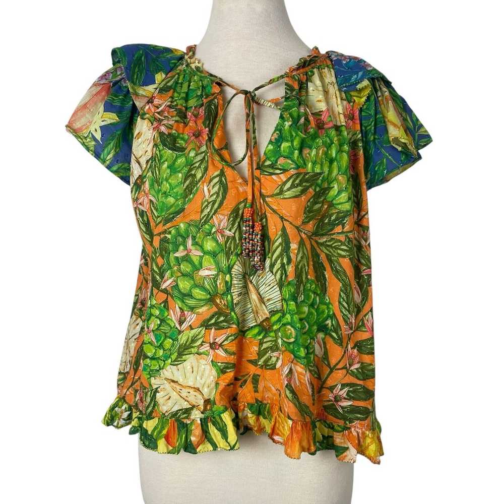 FARM Rio Caipirinha Tropical Flutter Sleeve Blous… - image 5