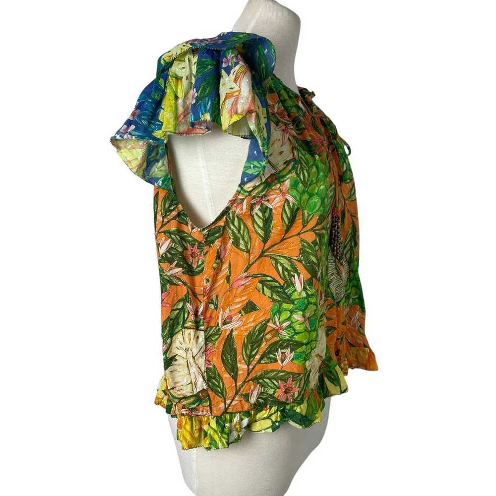 FARM Rio Caipirinha Tropical Flutter Sleeve Blous… - image 9