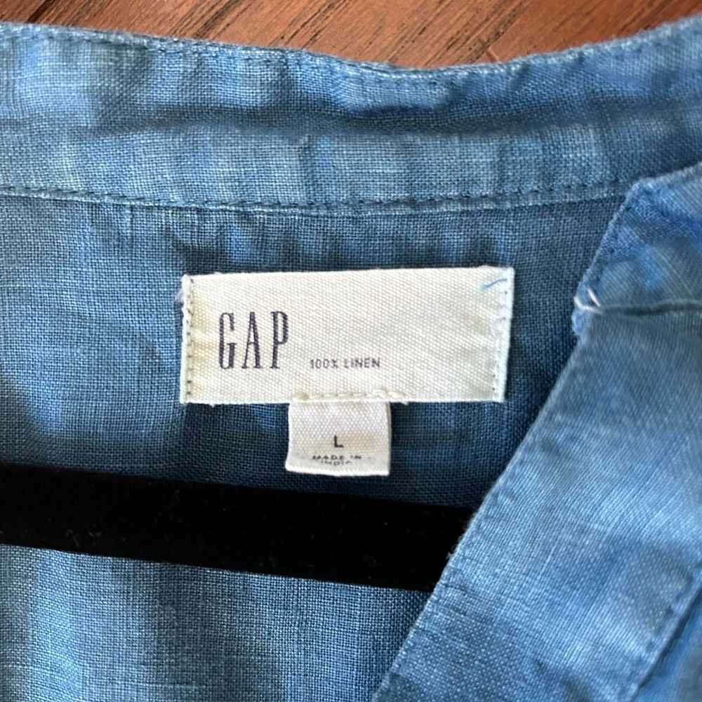 Gap Blue Dip Dye Ombré 100% Linen Pocket Popover … - image 6