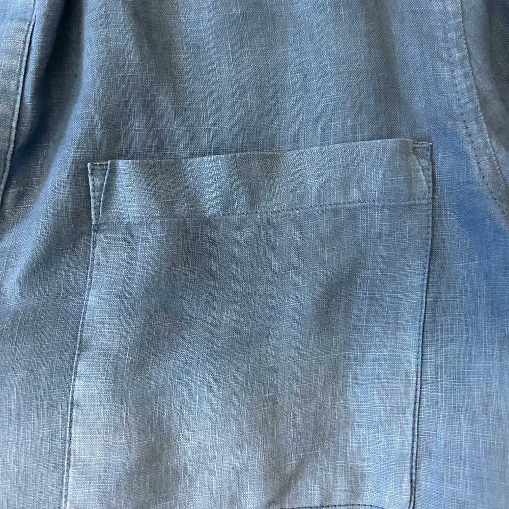 Gap Blue Dip Dye Ombré 100% Linen Pocket Popover … - image 9