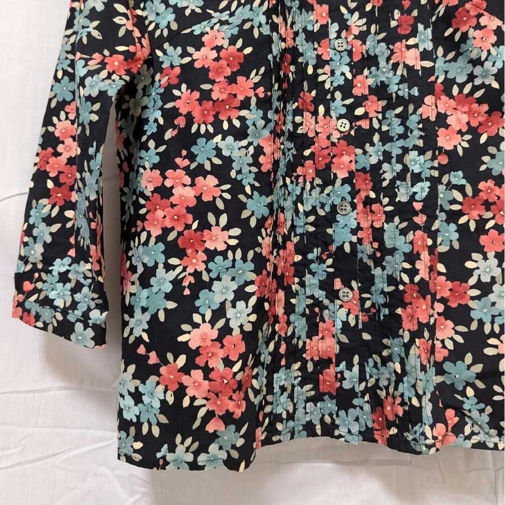 Laura Ashley Floral Blouse Long Sleeve Black Size… - image 3