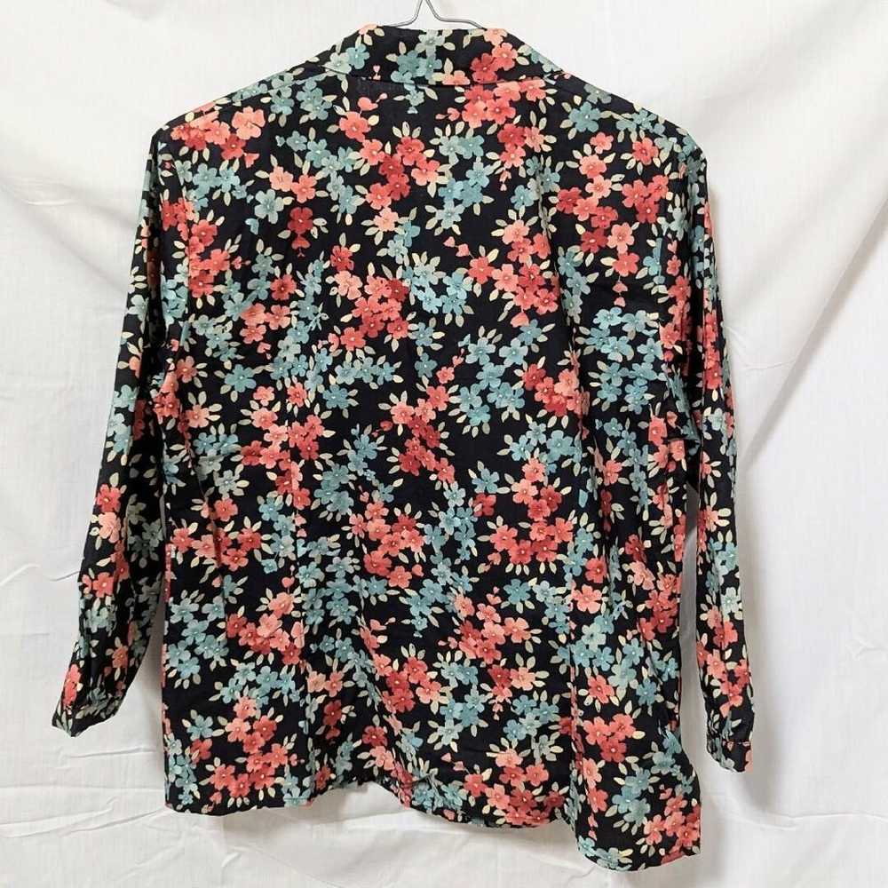 Laura Ashley Floral Blouse Long Sleeve Black Size… - image 5