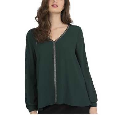 Joseph Ribkoff Dark Green Rhinestone Tunic Top Bla