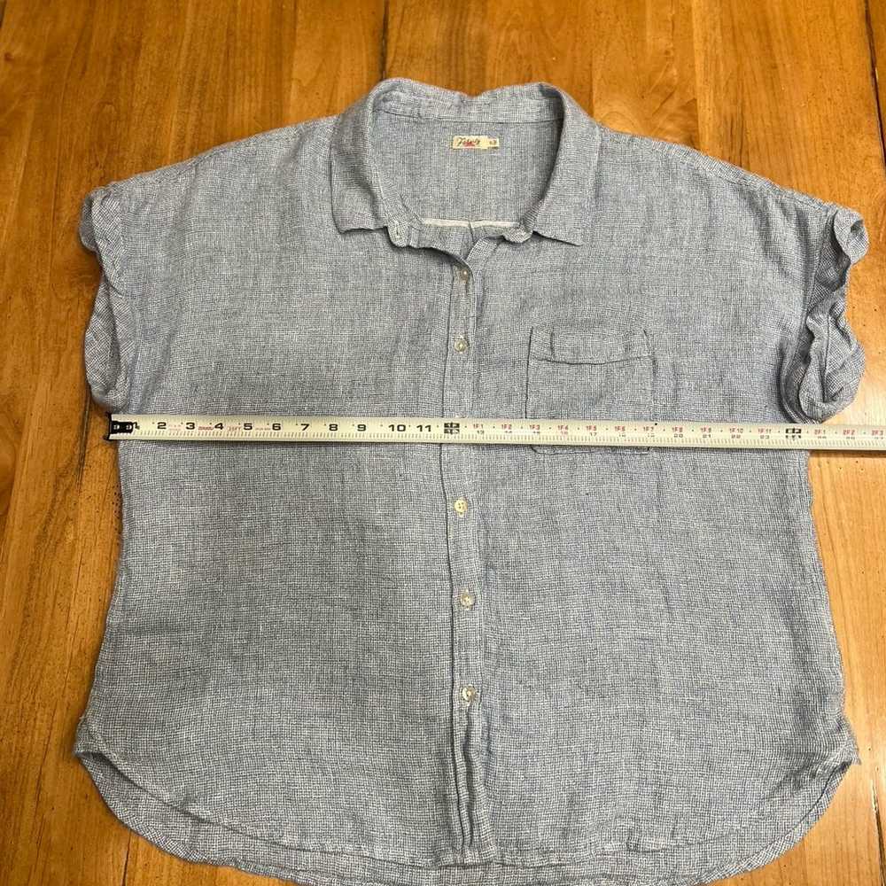 FAHERTY ‘Avery’ Linen Blue Button Down Short Slee… - image 8