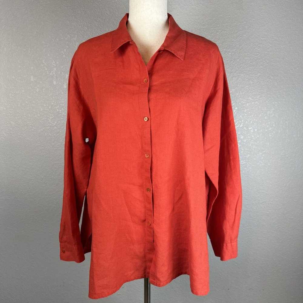 Eileen Fisher Womens Button Down Tunic Top Plus S… - image 1