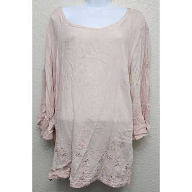 Other Cato Light Pink Round Neck Embroidered Top 1