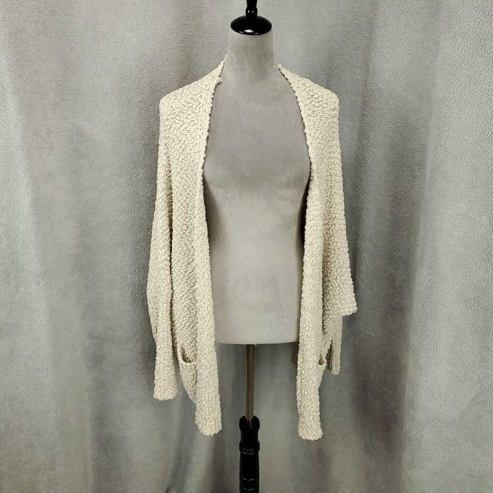 Vintage Ivory Knobby Knit Open Front Boho Chic Ca… - image 2