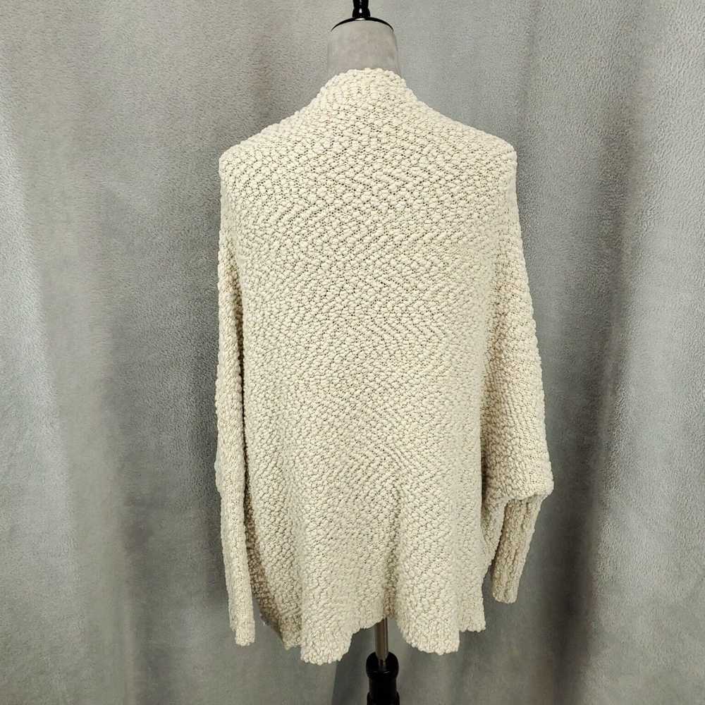 Vintage Ivory Knobby Knit Open Front Boho Chic Ca… - image 3