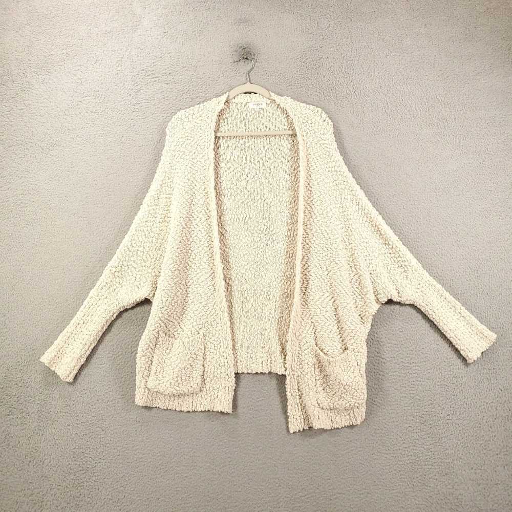 Vintage Ivory Knobby Knit Open Front Boho Chic Ca… - image 4