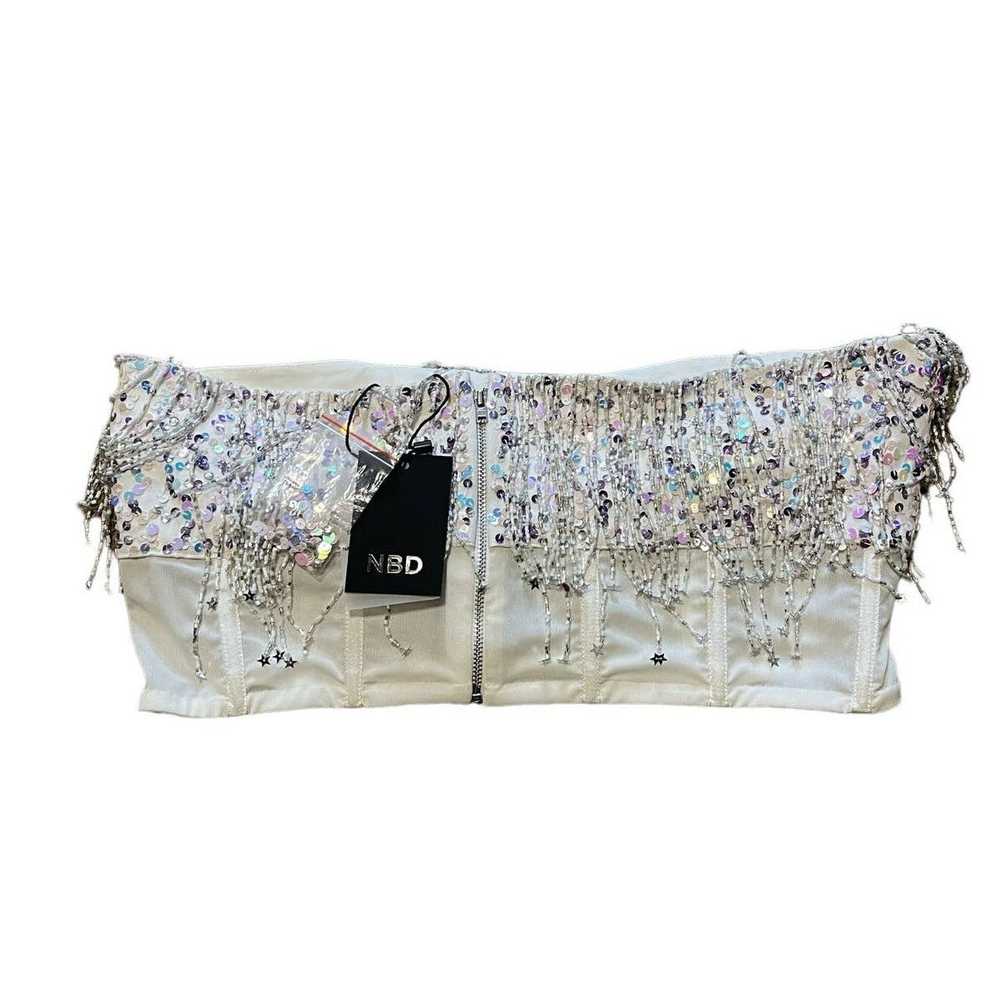 Other No Big Deal (NBD) Shreya Sequin Crop Top Wh… - image 11