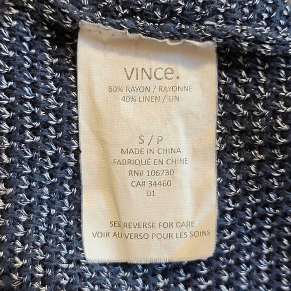 VINCE Scoop Neck Long Sleeve Linen Rayon Blue Kni… - image 11