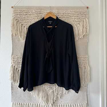 Fifteen Twenty Black Tie Neck Blouse