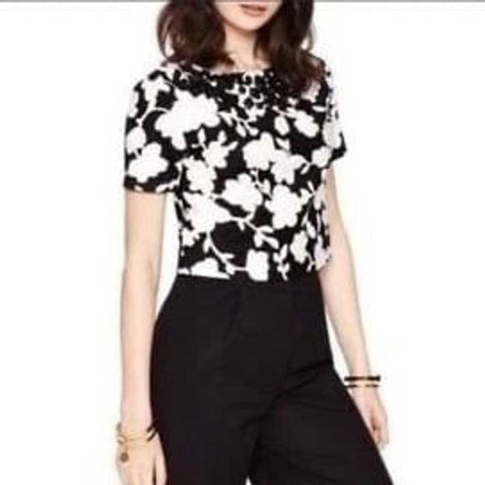 KATE SPADE | Embellished Floral Black White Boxy … - image 11