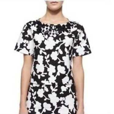 KATE SPADE | Embellished Floral Black White Boxy … - image 1