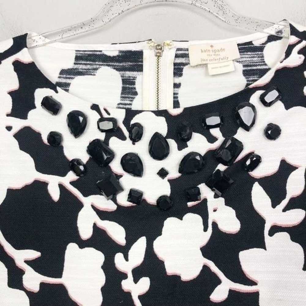 KATE SPADE | Embellished Floral Black White Boxy … - image 6