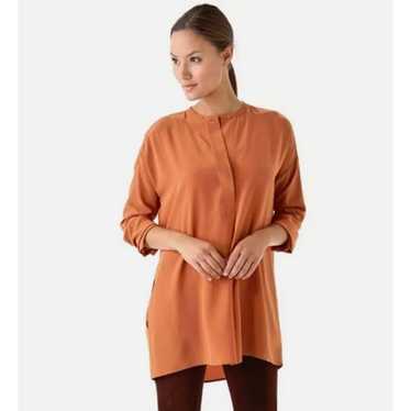 VINCE Oversized 100% Silk Gingersnap V-neck Blous… - image 1