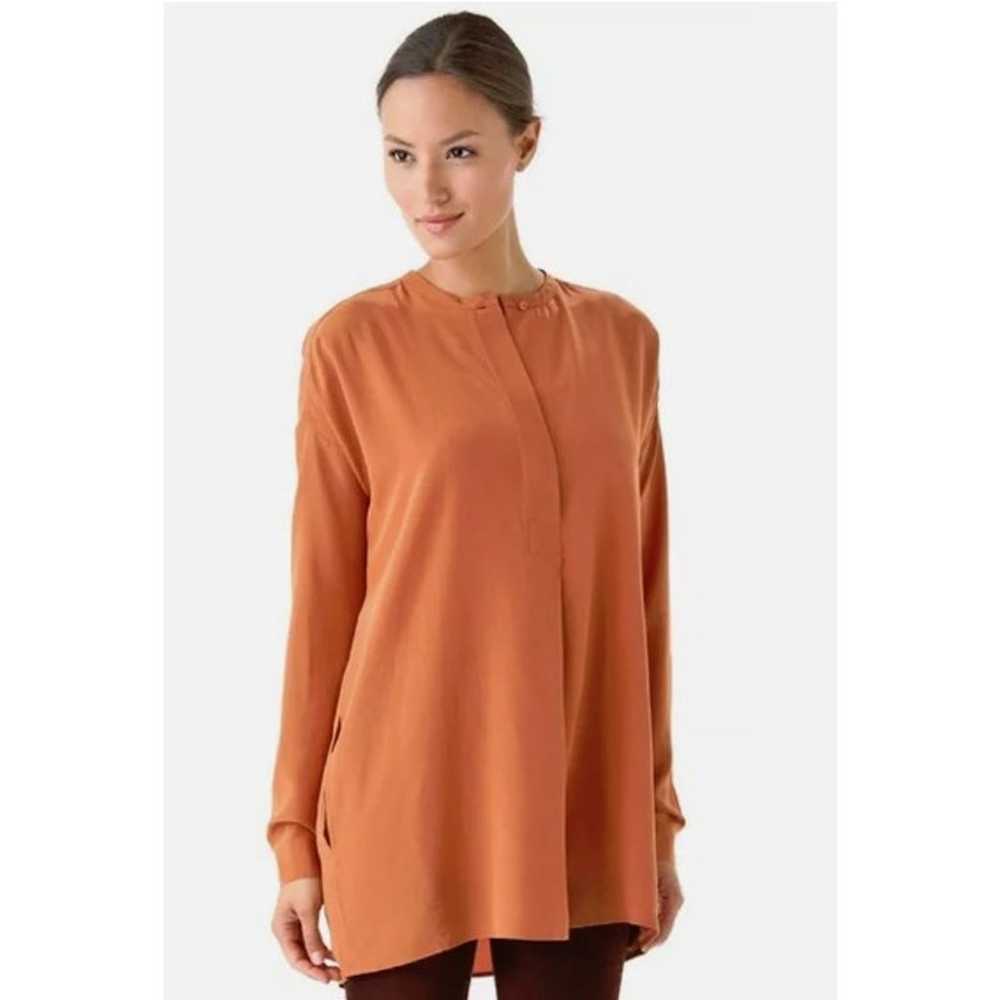 VINCE Oversized 100% Silk Gingersnap V-neck Blous… - image 6