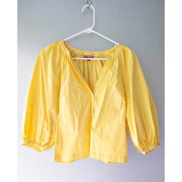 Staud Yellow Dill V-Neck Button Front 3/4 Puff Sle