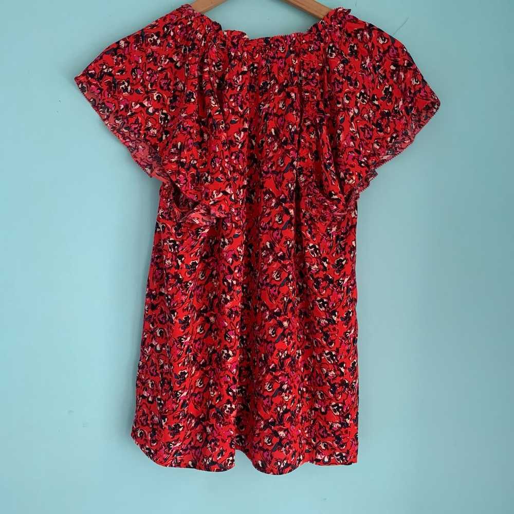 Evereve Maeve Red Floral Flutter Sleeve Pullover … - image 12