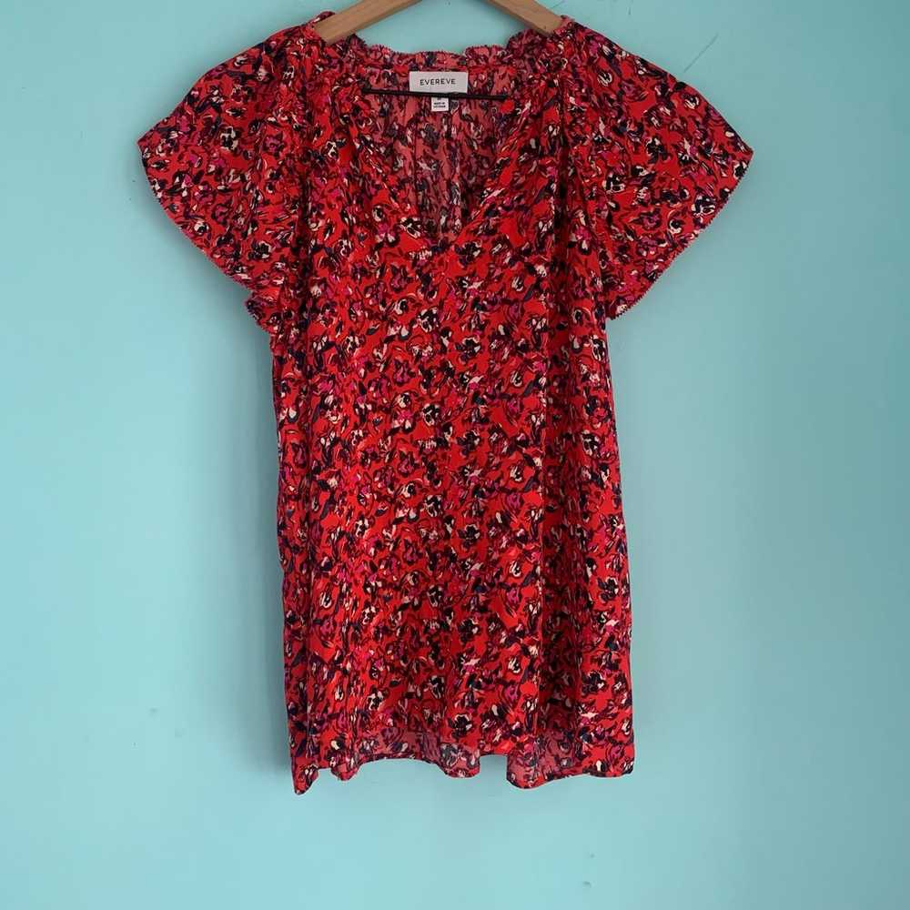 Evereve Maeve Red Floral Flutter Sleeve Pullover … - image 7