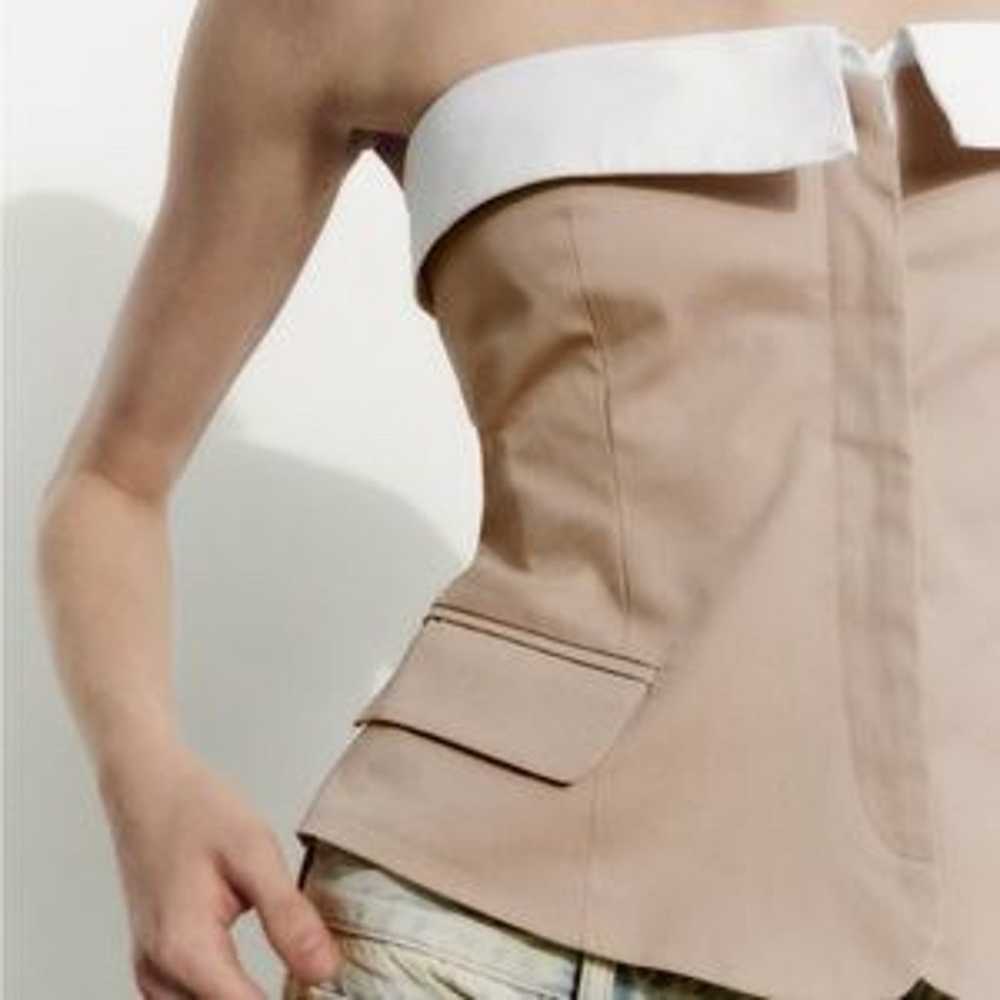 ZARA Strapless Gabardine Contrast Top - image 2