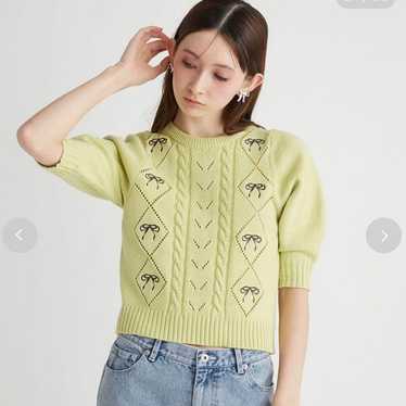 FURFUR Ribbon Embroidery Knit Top