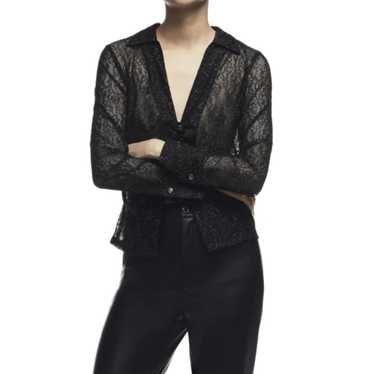 NWOT Zara Sexy Ruched Front Lace Shirt - image 1