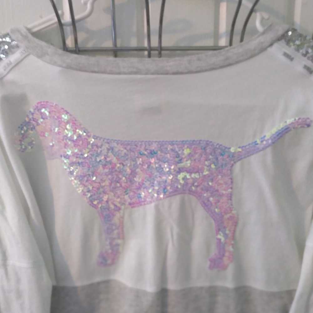 VS PINK bling iridescent dog tee-LARGE - image 1