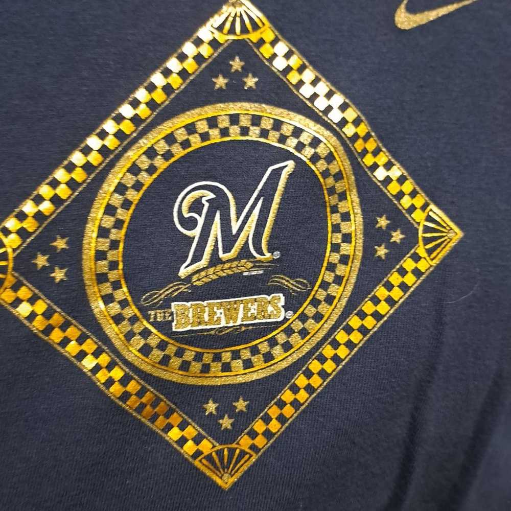 Nike MLB Navy Ragalan Cotton Tee T-Shirt XL Gold … - image 8