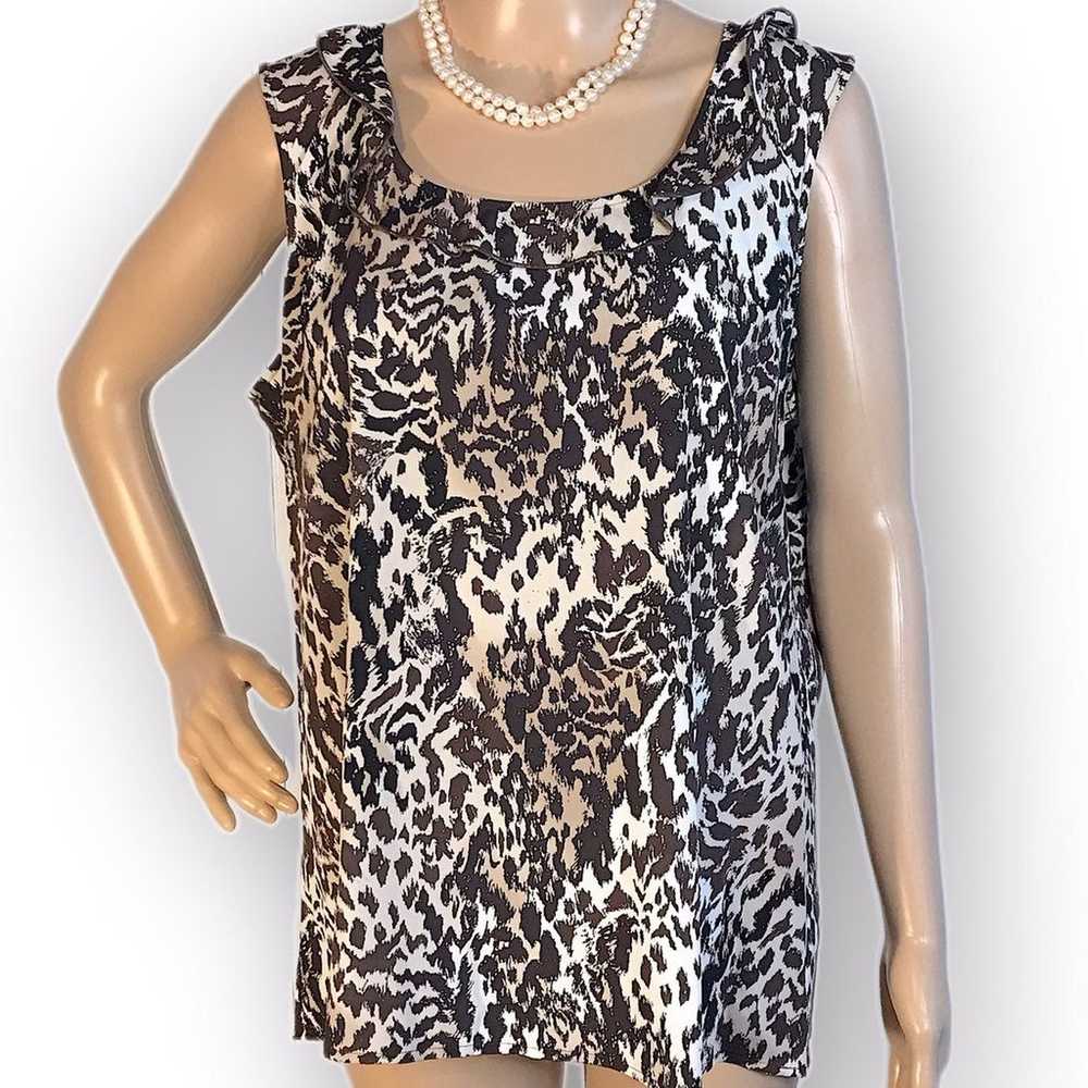 St John 14 silk animal print blouse - image 1