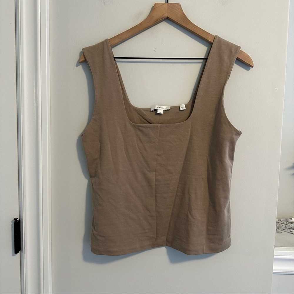 Vince. Neutral Taupe Square Neck Pima Cotton Tank… - image 5