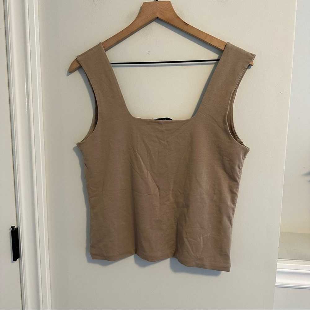 Vince. Neutral Taupe Square Neck Pima Cotton Tank… - image 8