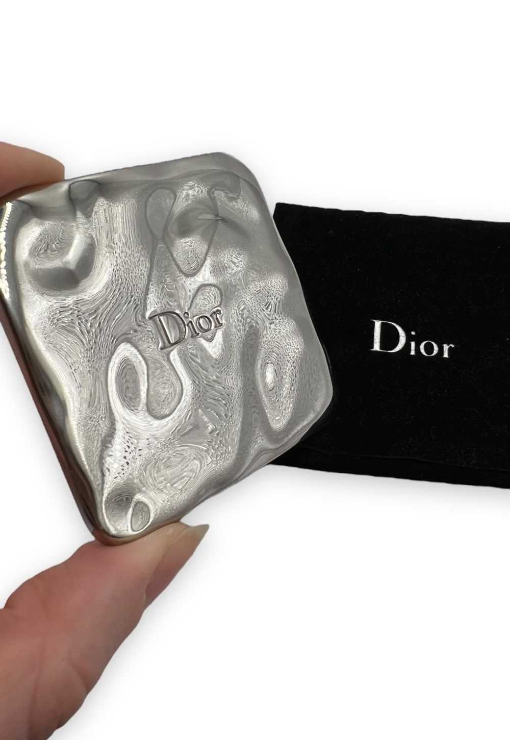 Vintage Dior Mirror Compact square metal Silver T… - image 2