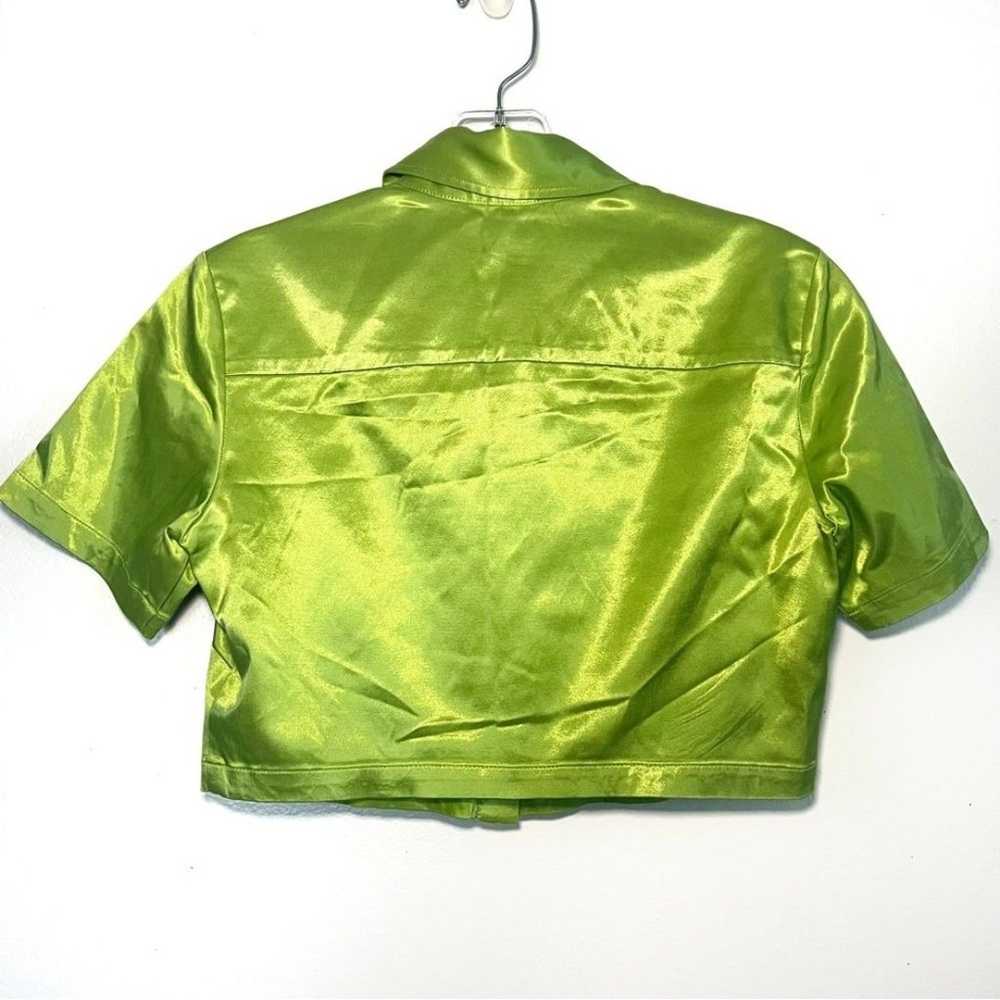 Staud Green Satin Copa Button Down Crop Top - Sma… - image 2