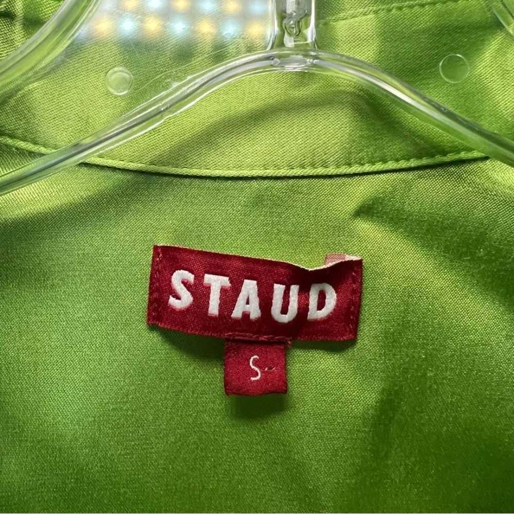 Staud Green Satin Copa Button Down Crop Top - Sma… - image 3