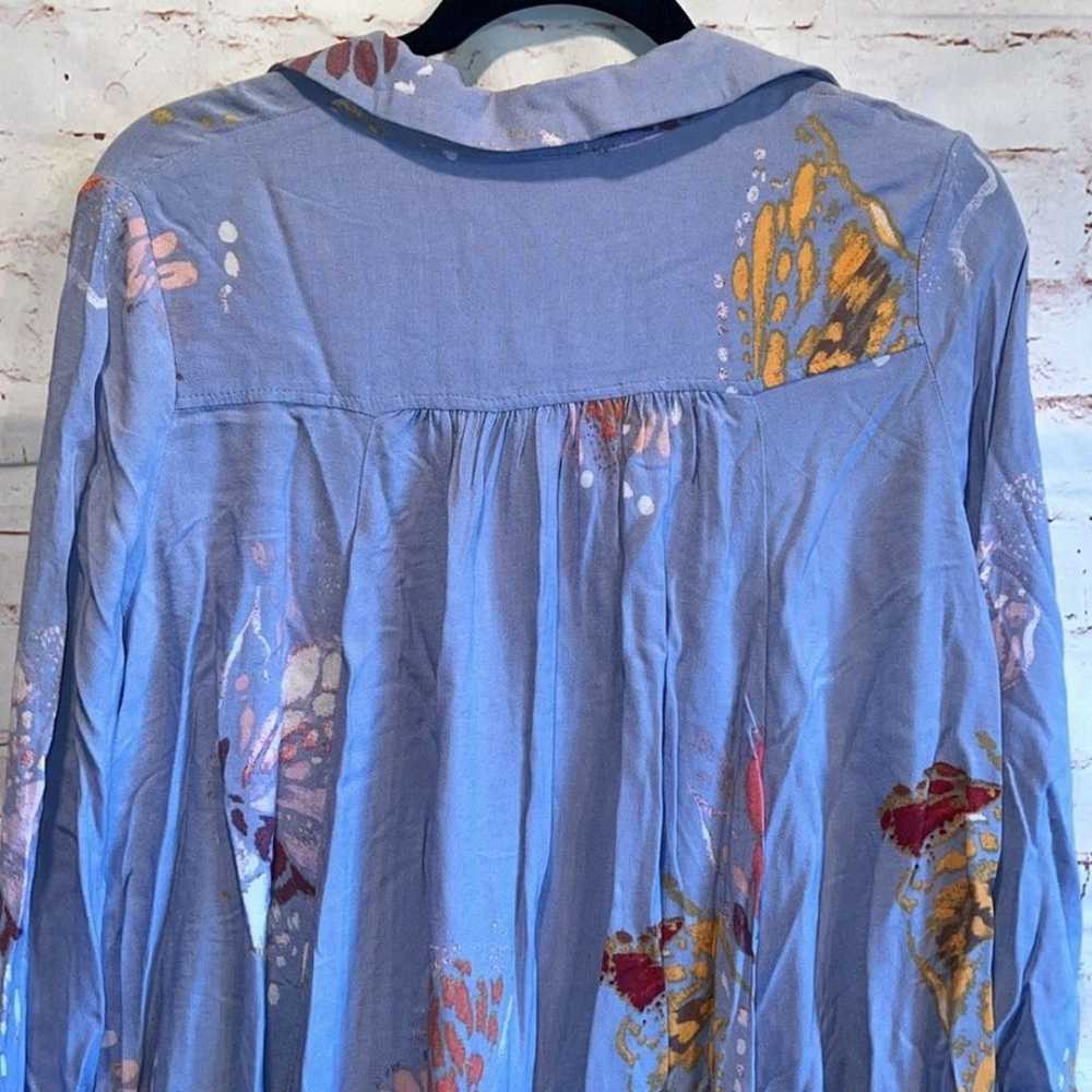 Free People Shirt Womens Small Blue Field Of Butt… - image 7