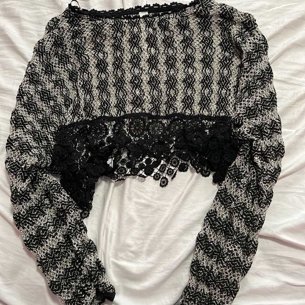 Free People New Romantics Black Lace Boho Hippie … - image 2