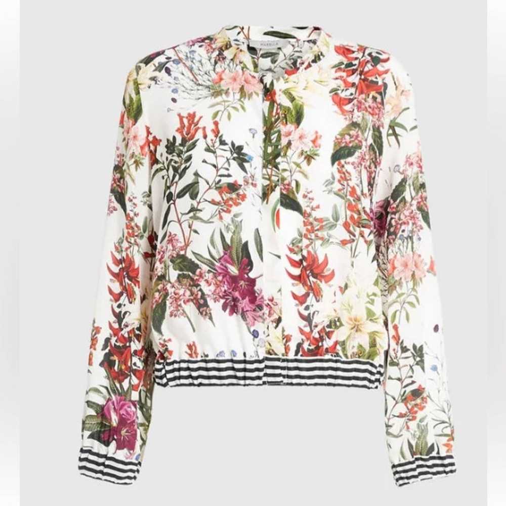 MARELLA 100% Silk Floral Patterned Blouson sz 4 - image 1