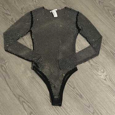 Zara Sparkly See Through Rhinestone Mesh Bodysuit 