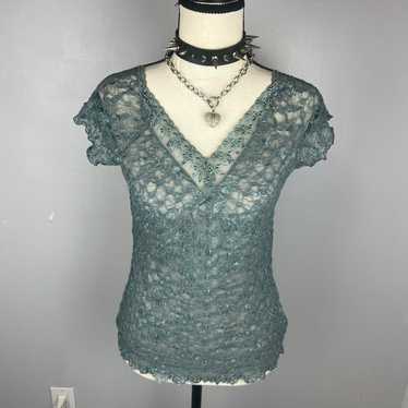 Mermaidcore aqua lace blouse reminds