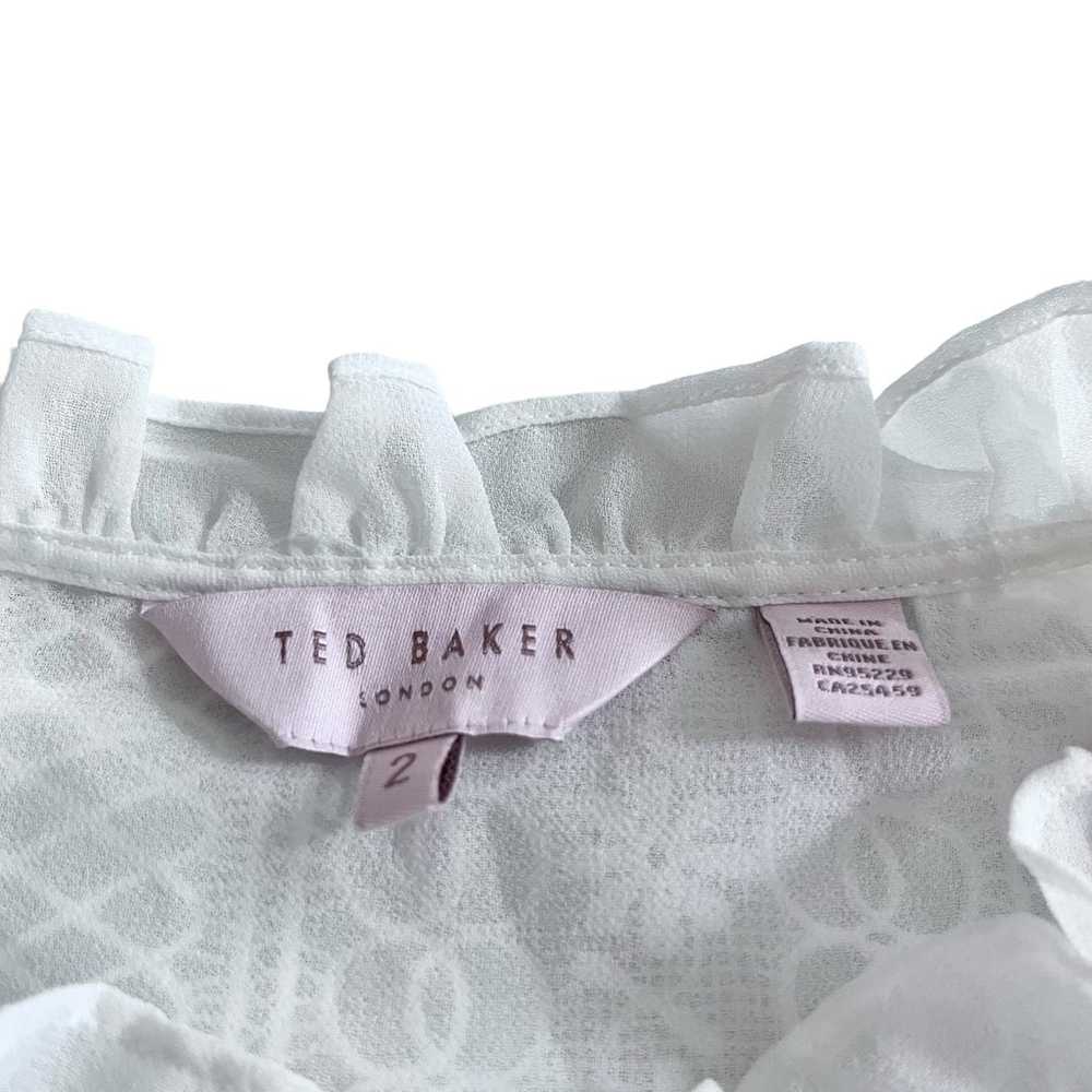 Ted Baker Zip Up Ecru Frilled Lace Blouse size 4/6 - image 6